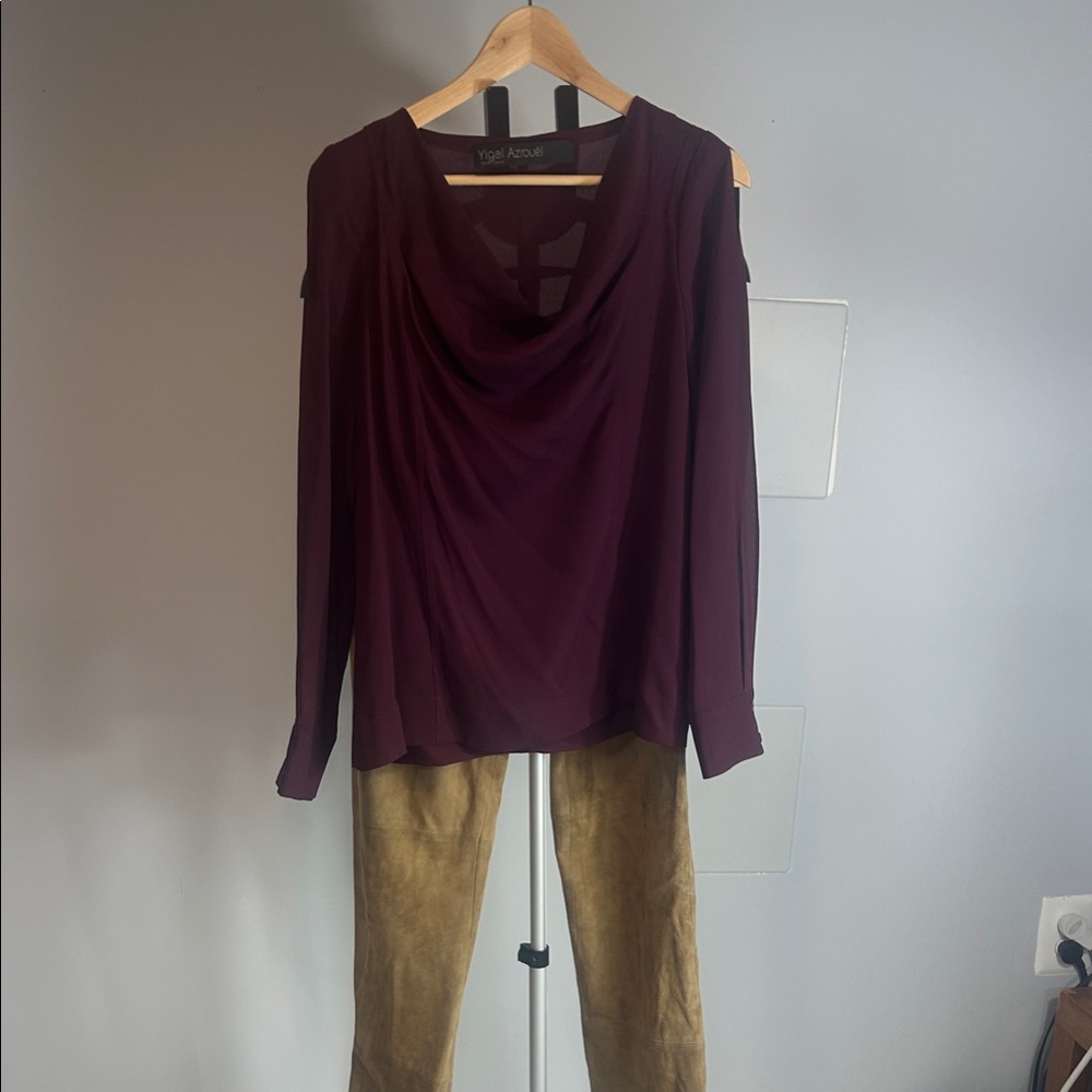 Yigal Azrouel Bordeaux Blouse with open sleeves